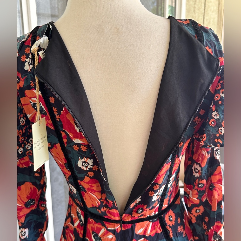 NWT Ella Moon Floral Print Two Tier Ruffle Trim Dress Size XS (XP) - Picture 9 of 12